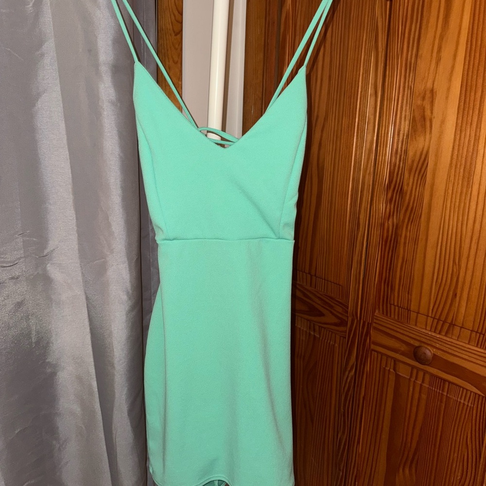 Teal, mint green mini dress